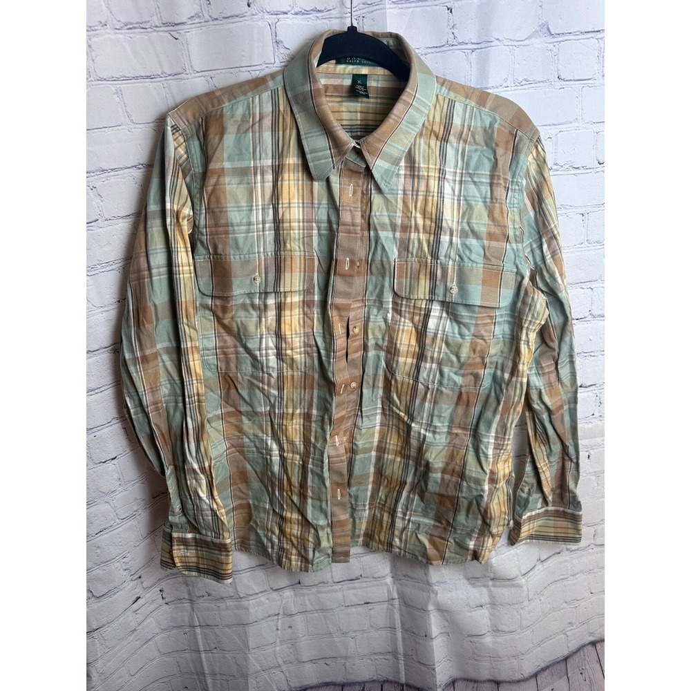 Lauren Ralph Lauren Plaid Button Down Shirt Long Sleeve XL